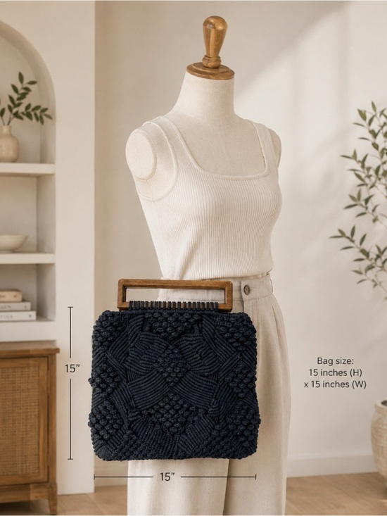 Cleobella Handbags - NWT Cleobella Macrame Bag w/ Wooden Handles
